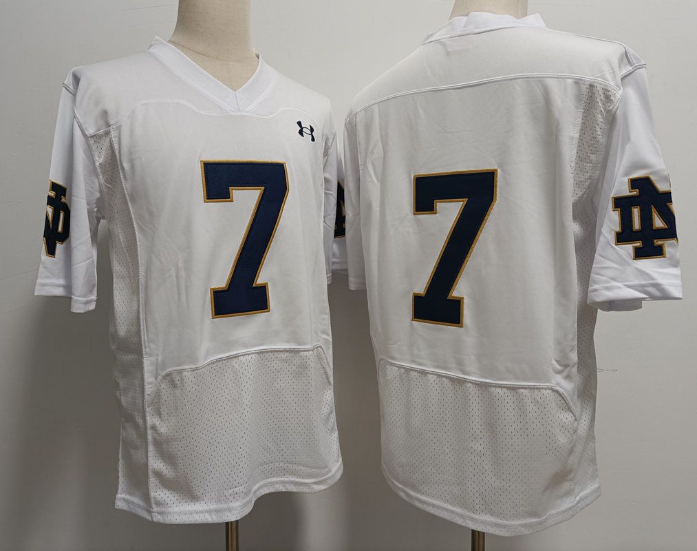 Men Norte Dame Fighting Irish #7 No Name White Elite 2025 NCAA Jersey